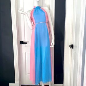 🔥Haute rogue  by Neiman Marcus  women’s dress   sz small pink / blue New  #3